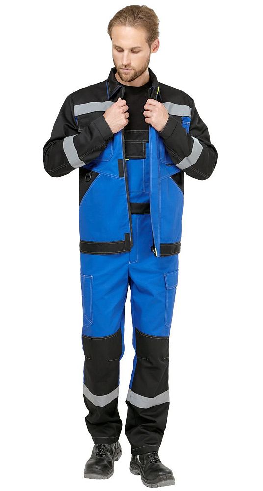 Костюм мужской рабочий летний Гудзон NEW с пк василек-черный